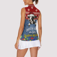 Just A Girl Who Loves Christmas And Cows Christmas Women Sleeveless Polo Shirt Funny Xmas Holiday Patterns - Wonder Print Shop