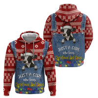 Just A Girl Who Loves Christmas And Cows Christmas Zip Hoodie Funny Xmas Holiday Patterns - Wonder Print Shop