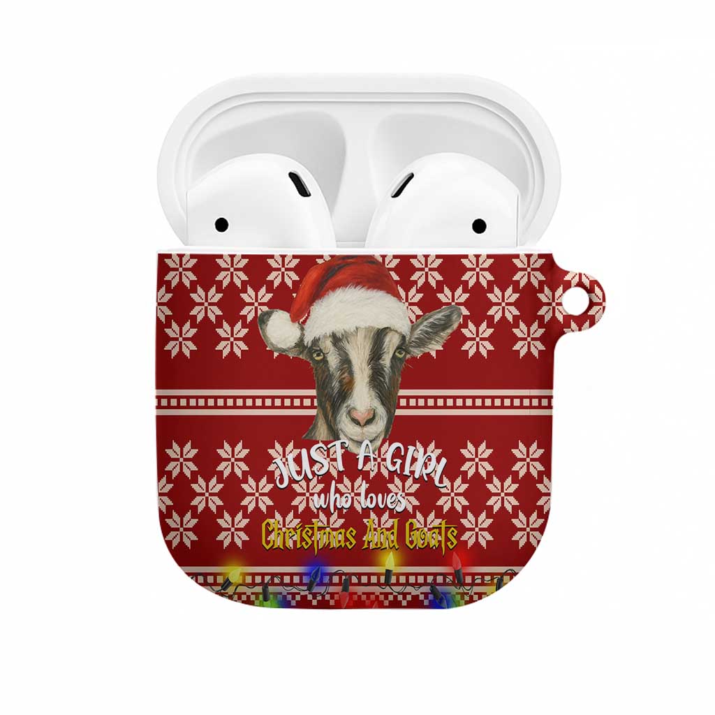 Just A Girl Who Loves Christmas And Goats Ugly Christma AirPods Case Funny Xmas Holiday Patterns - Wonder Print Shop