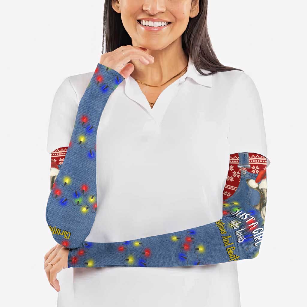 Just A Girl Who Loves Christmas And Goats Ugly Christma Arm Sleeves Funny Xmas Holiday Patterns - Wonder Print Shop
