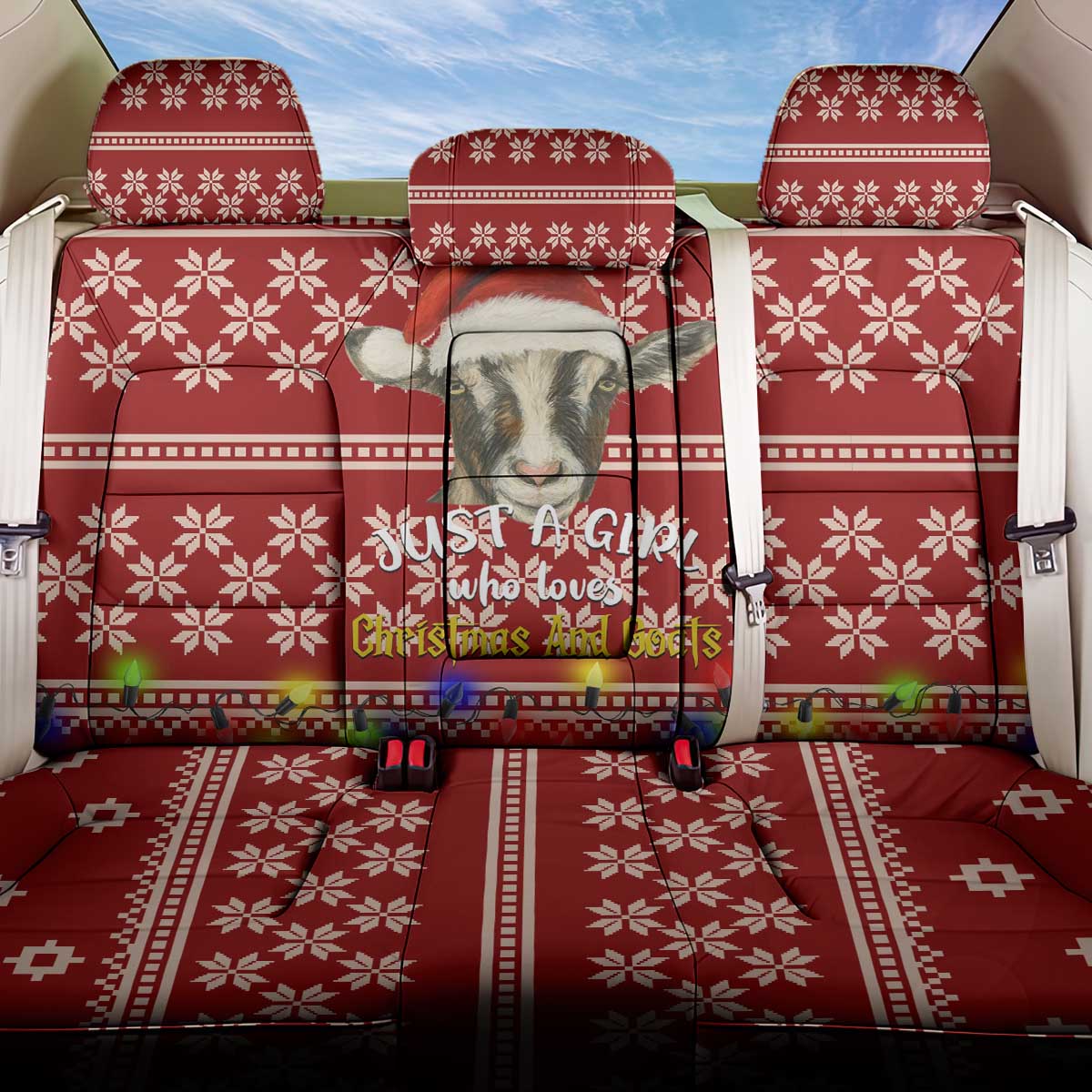 Just A Girl Who Loves Christmas And Goats Ugly Christma Back Car Seat Cover Funny Xmas Holiday Patterns - Wonder Print Shop