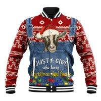 Just A Girl Who Loves Christmas And Goats Ugly Christma Baseball Jacket Funny Xmas Holiday Patterns - Wonder Print Shop