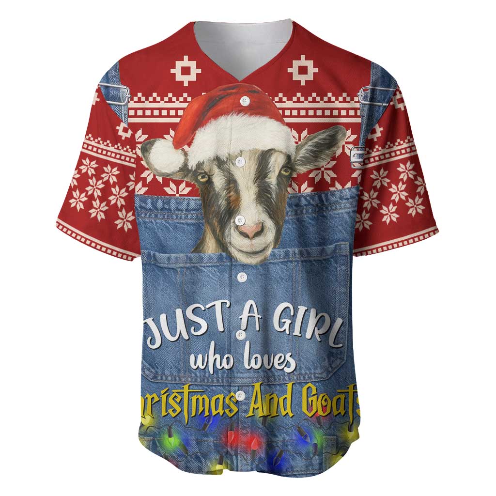 Just A Girl Who Loves Christmas And Goats Ugly Christma Baseball Jersey Funny Xmas Holiday Patterns - Wonder Print Shop