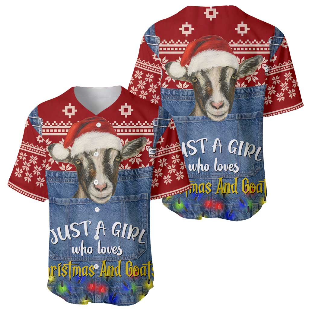 Just A Girl Who Loves Christmas And Goats Ugly Christma Baseball Jersey Funny Xmas Holiday Patterns - Wonder Print Shop