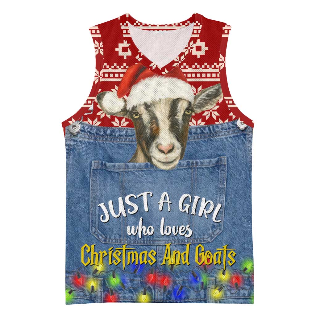 Just A Girl Who Loves Christmas And Goats Ugly Christma Basketball Jersey Funny Xmas Holiday Patterns - Wonder Print Shop