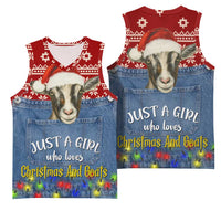 Just A Girl Who Loves Christmas And Goats Ugly Christma Basketball Jersey Funny Xmas Holiday Patterns - Wonder Print Shop