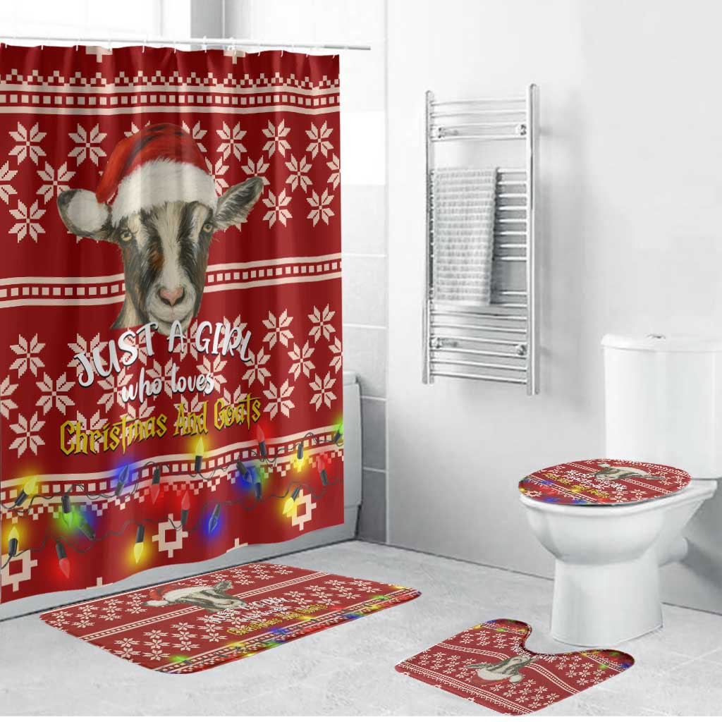 Just A Girl Who Loves Christmas And Goats Ugly Christma Bathroom Set Funny Xmas Holiday Patterns - Wonder Print Shop
