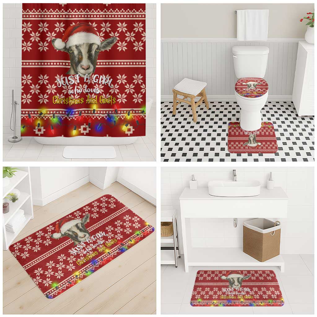 Just A Girl Who Loves Christmas And Goats Ugly Christma Bathroom Set Funny Xmas Holiday Patterns - Wonder Print Shop