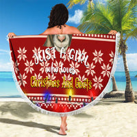 Just A Girl Who Loves Christmas And Goats Ugly Christma Beach Blanket Funny Xmas Holiday Patterns - Wonder Print Shop