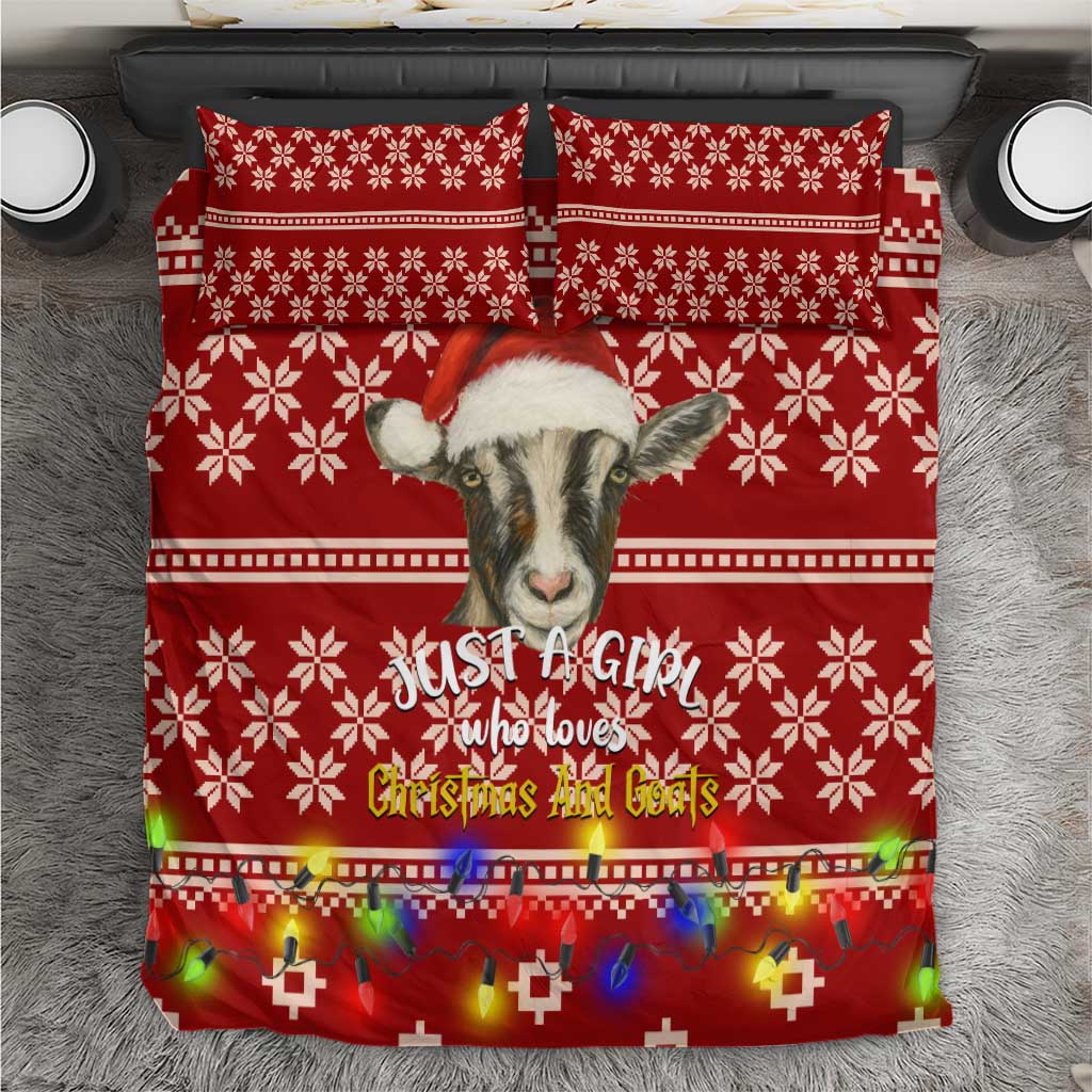Just A Girl Who Loves Christmas And Goats Ugly Christma Bedding Set Funny Xmas Holiday Patterns - Wonder Print Shop