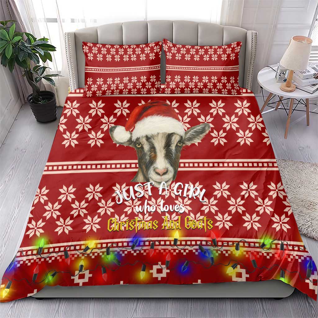 Just A Girl Who Loves Christmas And Goats Ugly Christma Bedding Set Funny Xmas Holiday Patterns - Wonder Print Shop