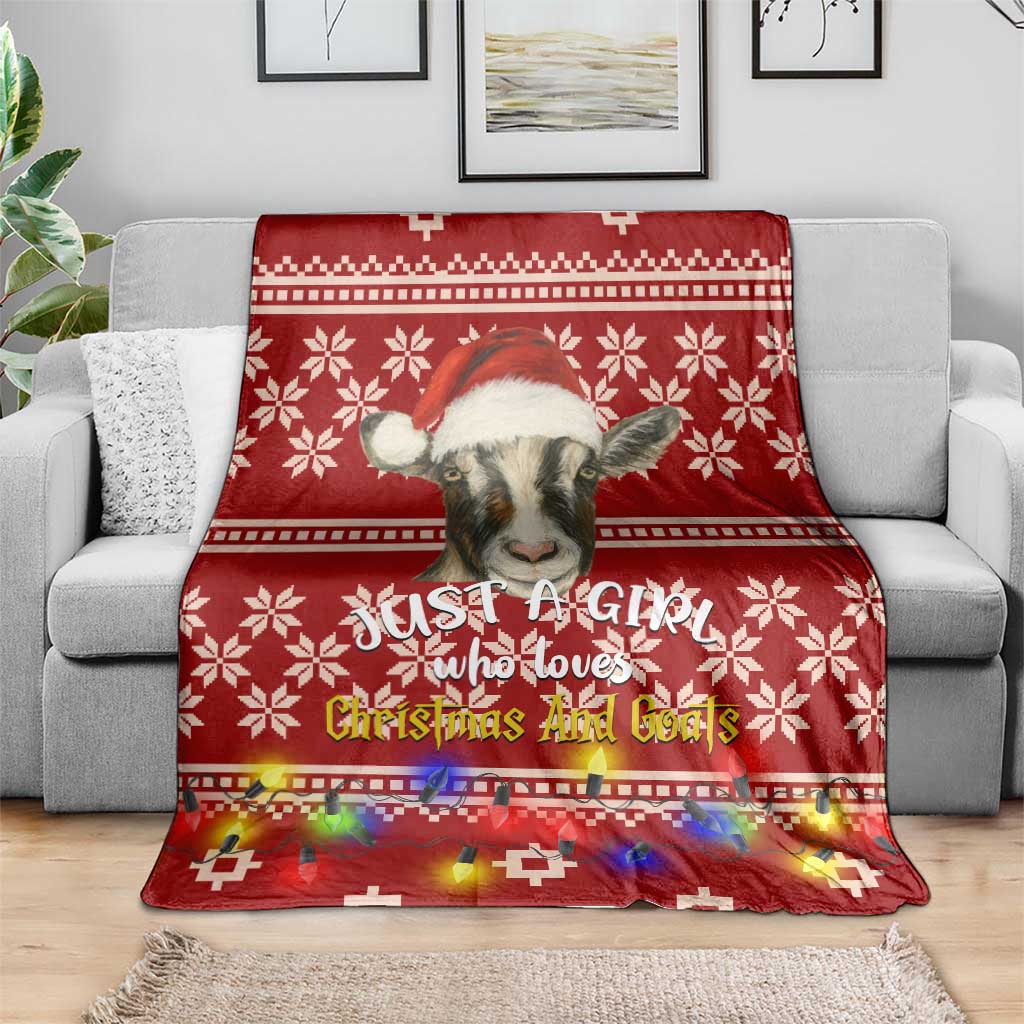 Just A Girl Who Loves Christmas And Goats Ugly Christma Blanket Funny Xmas Holiday Patterns - Wonder Print Shop