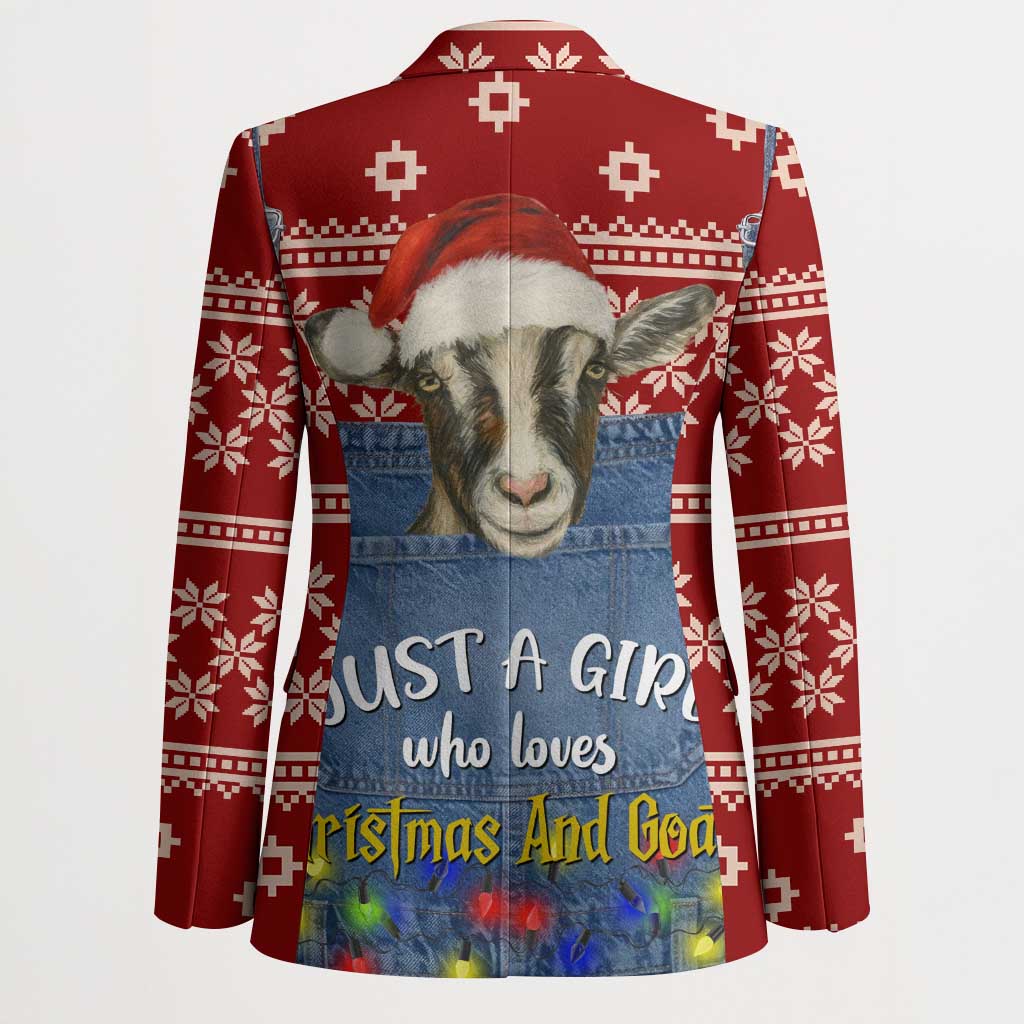 Just A Girl Who Loves Christmas And Goats Ugly Christma Blazer Funny Xmas Holiday Patterns - Wonder Print Shop