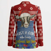 Just A Girl Who Loves Christmas And Goats Ugly Christma Blazer Funny Xmas Holiday Patterns - Wonder Print Shop