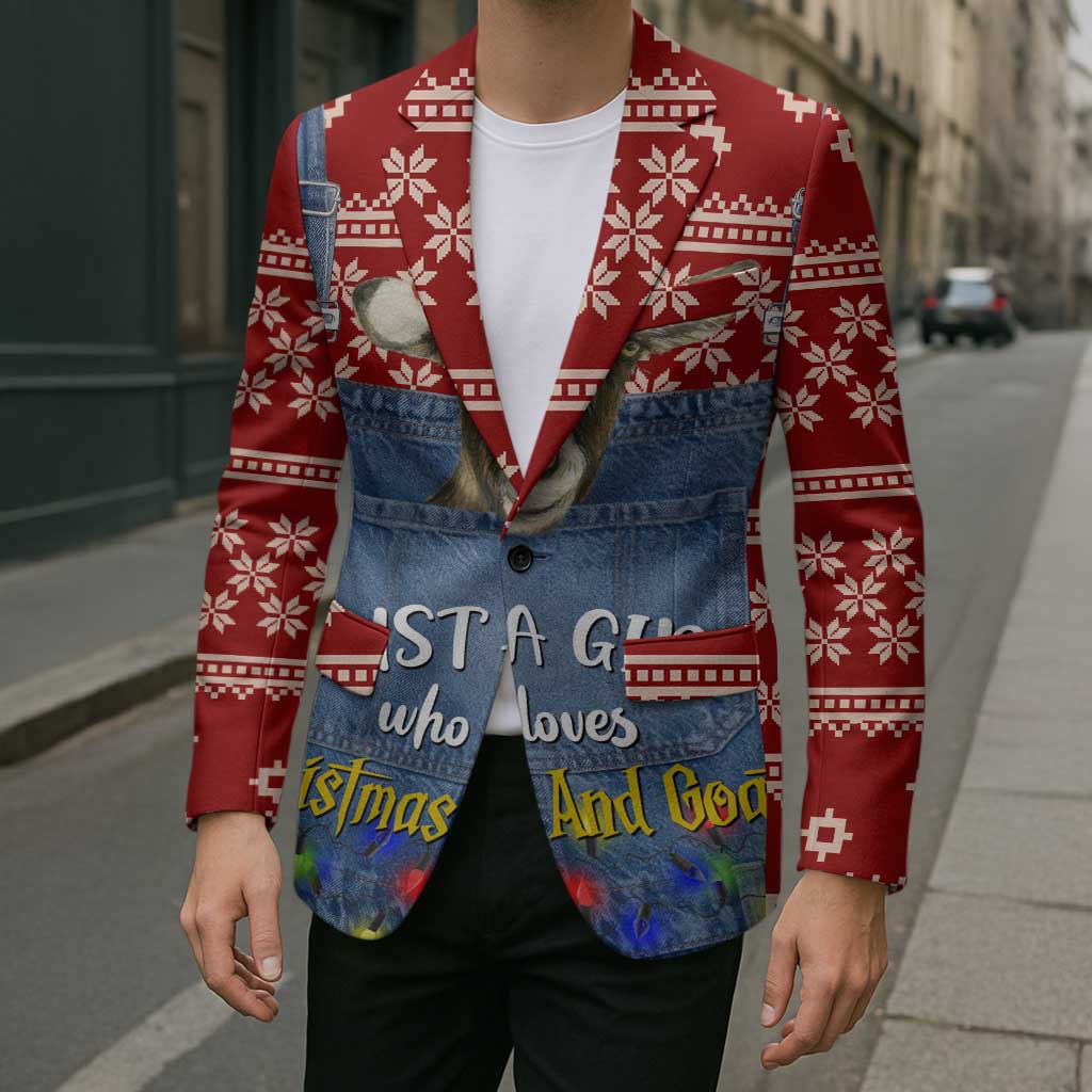 Just A Girl Who Loves Christmas And Goats Ugly Christma Blazer Funny Xmas Holiday Patterns - Wonder Print Shop