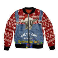 Just A Girl Who Loves Christmas And Goats Ugly Christma Bomber Jacket Funny Xmas Holiday Patterns - Wonder Print Shop