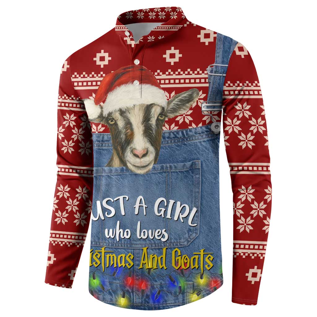 Just A Girl Who Loves Christmas And Goats Ugly Christma Button Sweatshirt Funny Xmas Holiday Patterns - Wonder Print Shop