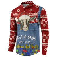 Just A Girl Who Loves Christmas And Goats Ugly Christma Button Sweatshirt Funny Xmas Holiday Patterns - Wonder Print Shop