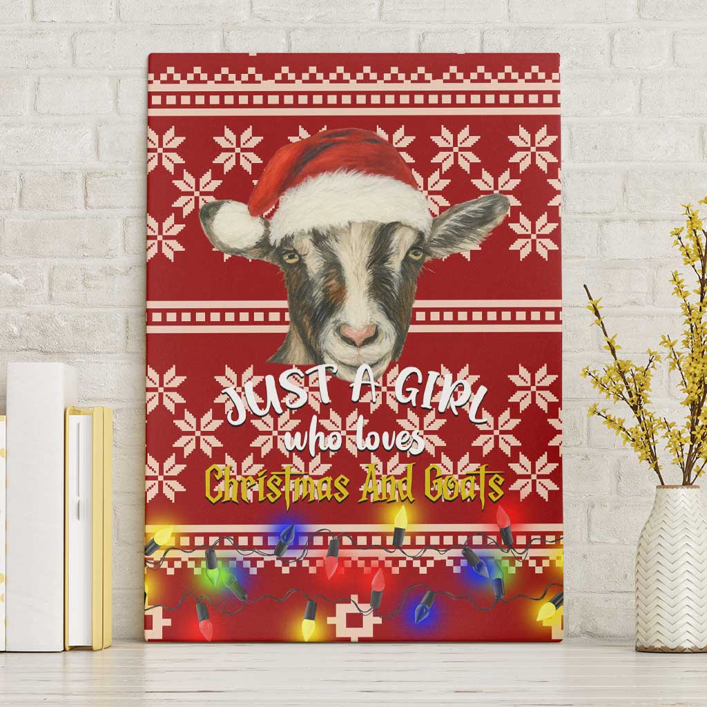 Just A Girl Who Loves Christmas And Goats Ugly Christma Canvas Wall Art Funny Xmas Holiday Patterns - Wonder Print Shop