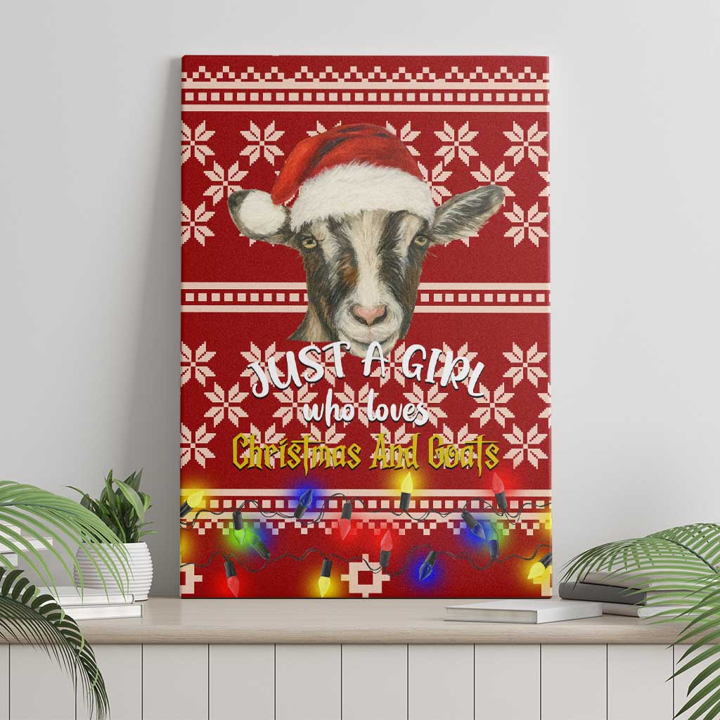 Just A Girl Who Loves Christmas And Goats Ugly Christma Canvas Wall Art Funny Xmas Holiday Patterns - Wonder Print Shop