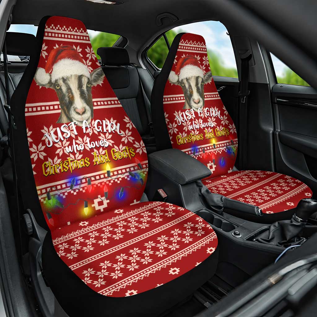 Just A Girl Who Loves Christmas And Goats Ugly Christma Car Seat Cover Funny Xmas Holiday Patterns - Wonder Print Shop