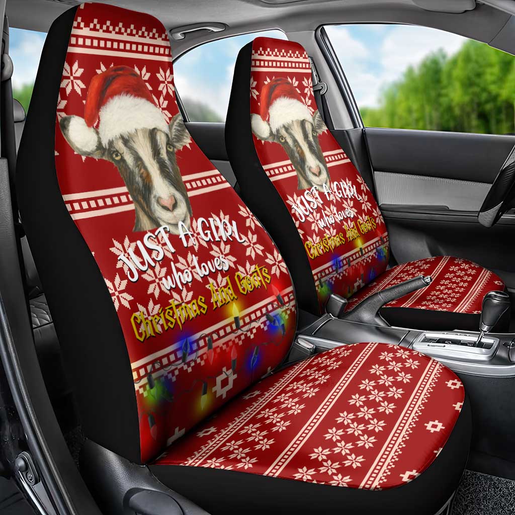 Just A Girl Who Loves Christmas And Goats Ugly Christma Car Seat Cover Funny Xmas Holiday Patterns - Wonder Print Shop