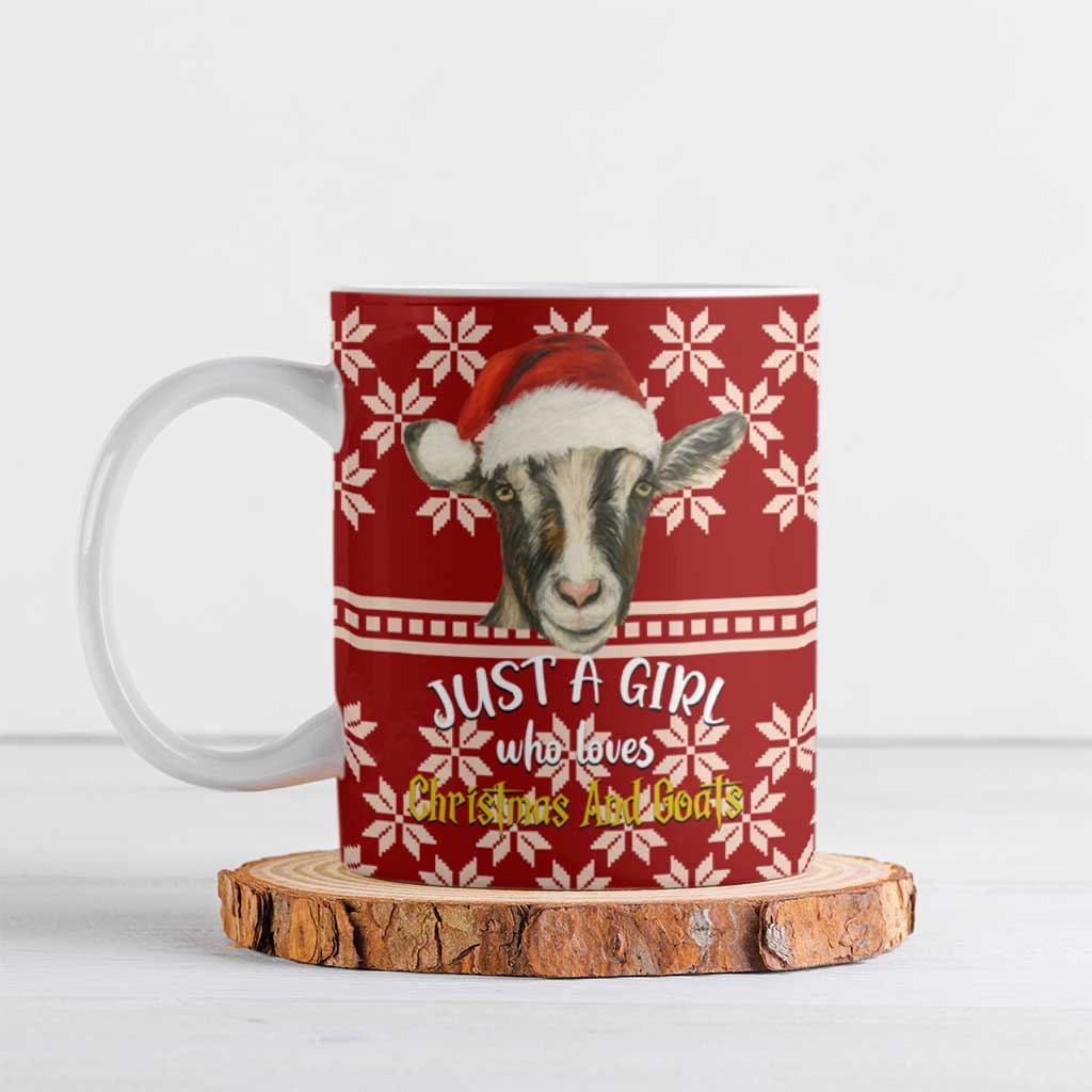 Just A Girl Who Loves Christmas And Goats Ugly Christma Ceramic Mug Funny Xmas Holiday Patterns - Wonder Print Shop