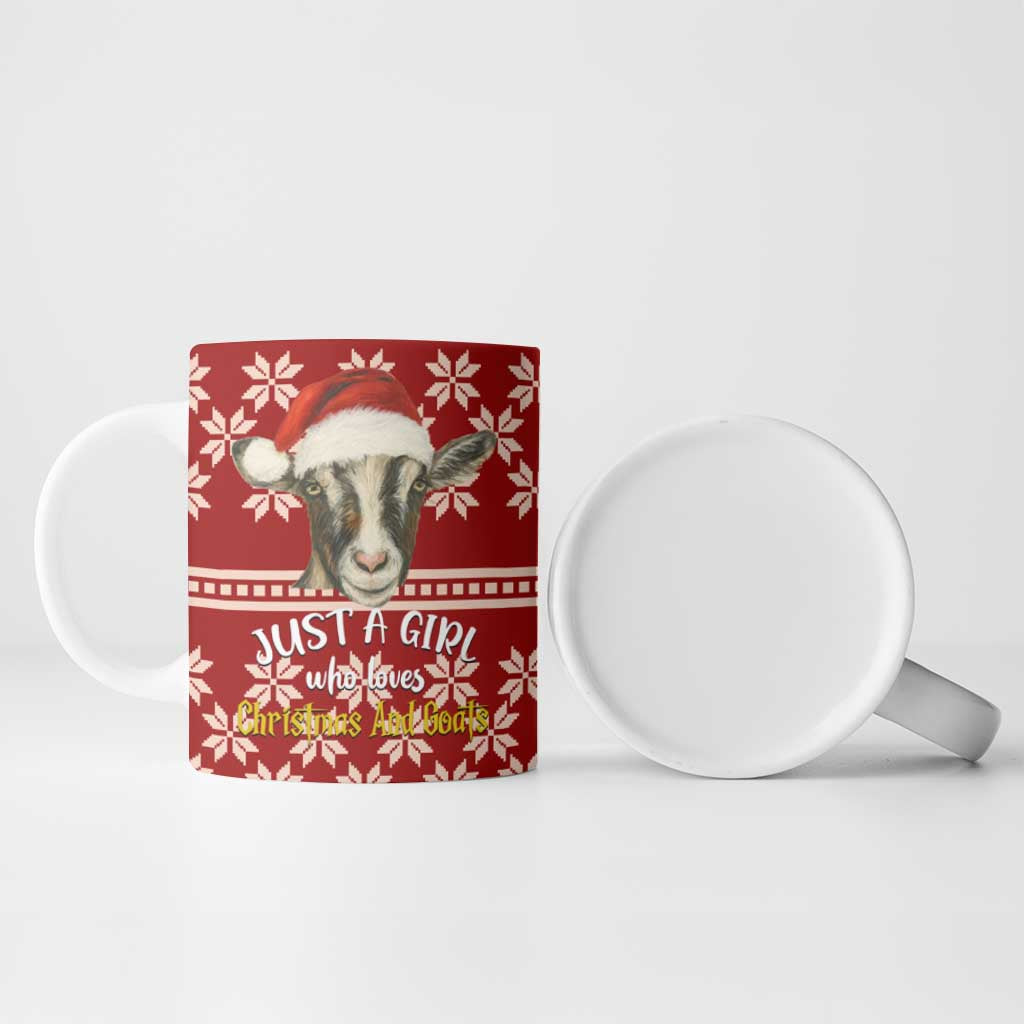 Just A Girl Who Loves Christmas And Goats Ugly Christma Ceramic Mug Funny Xmas Holiday Patterns - Wonder Print Shop