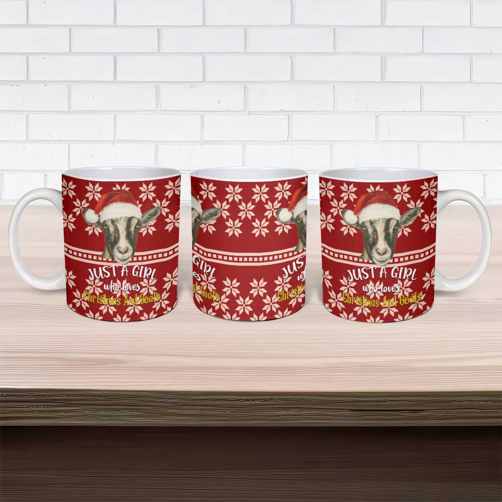 Just A Girl Who Loves Christmas And Goats Ugly Christma Ceramic Mug Funny Xmas Holiday Patterns - Wonder Print Shop