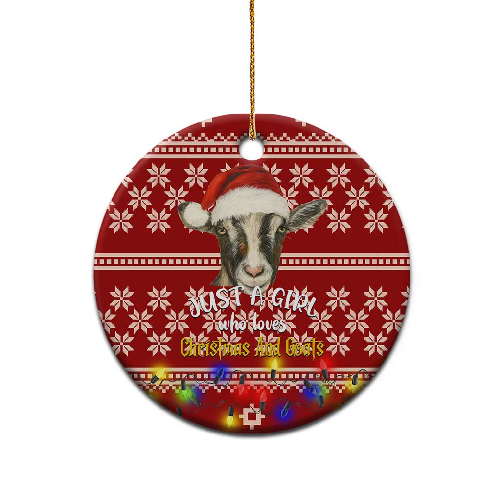 Just A Girl Who Loves Christmas And Goats Ugly Christma Ceramic Ornament Funny Xmas Holiday Patterns - Wonder Print Shop