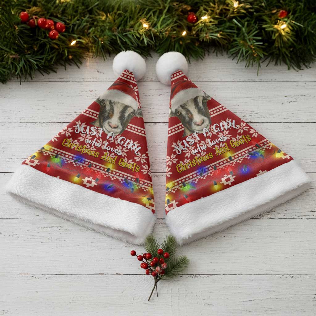 Just A Girl Who Loves Christmas And Goats Ugly Christma Christmas Santa Hat Funny Xmas Holiday Patterns - Wonder Print Shop