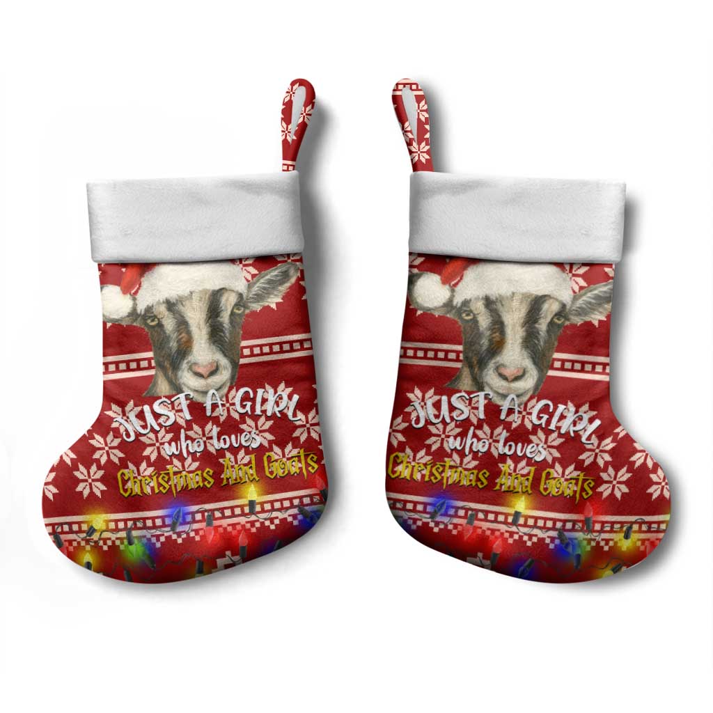 Just A Girl Who Loves Christmas And Goats Ugly Christma Christmas Stocking Funny Xmas Holiday Patterns - Wonder Print Shop