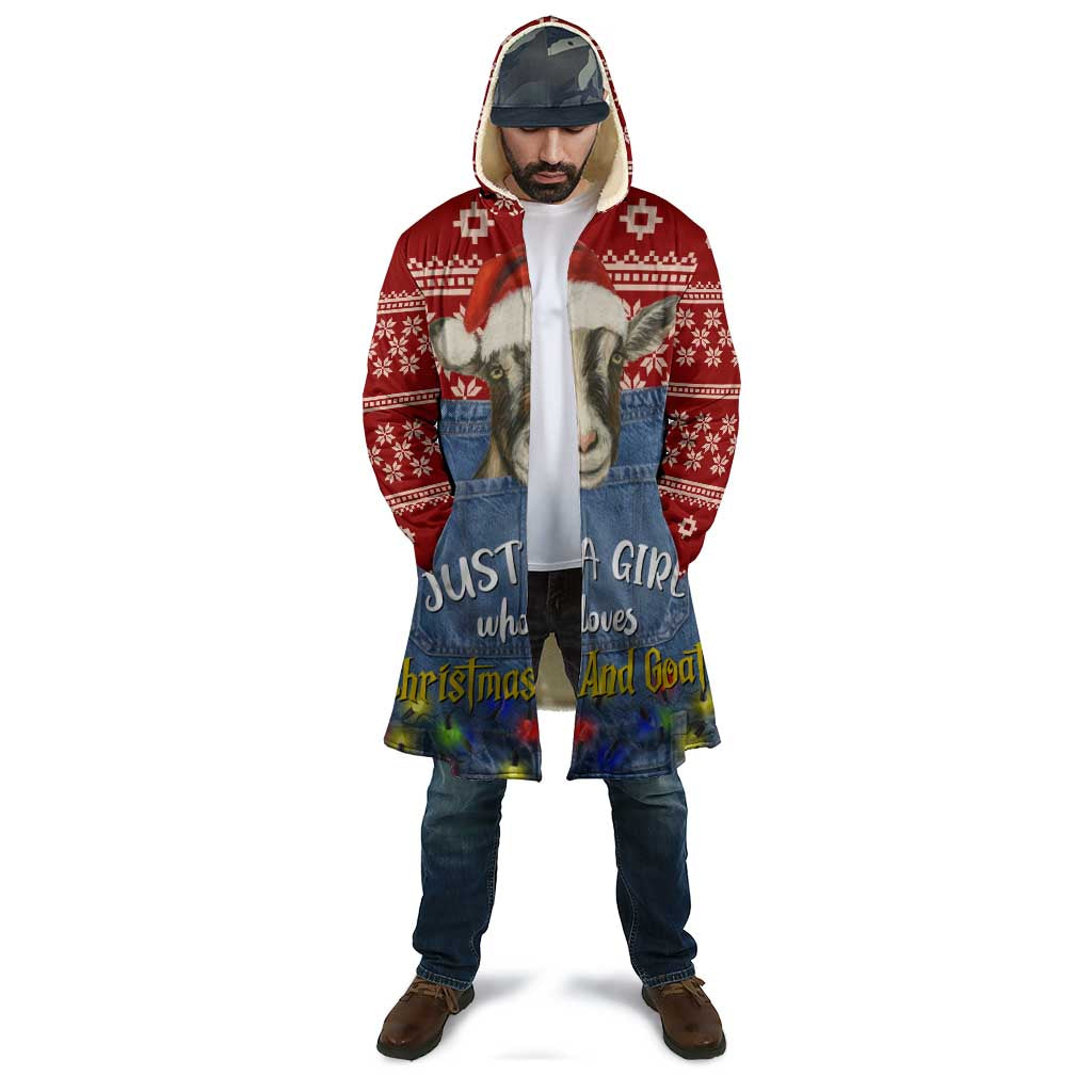 Just A Girl Who Loves Christmas And Goats Ugly Christma Cloak Funny Xmas Holiday Patterns - Wonder Print Shop