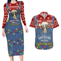 Just A Girl Who Loves Christmas And Goats Ugly Christma Couples Matching Long Sleeve Bodycon Dress and Hawaiian Shirt Funny Xmas Holiday Patterns - Wonder Print Shop
