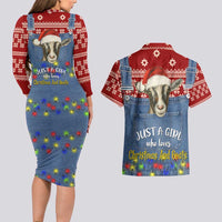 Just A Girl Who Loves Christmas And Goats Ugly Christma Couples Matching Long Sleeve Bodycon Dress and Hawaiian Shirt Funny Xmas Holiday Patterns - Wonder Print Shop