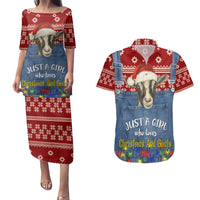 Just A Girl Who Loves Christmas And Goats Ugly Christma Couples Matching Puletasi and Hawaiian Shirt Funny Xmas Holiday Patterns - Wonder Print Shop