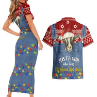 Just A Girl Who Loves Christmas And Goats Ugly Christma Couples Matching Short Sleeve Bodycon Dress and Hawaiian Shirt Funny Xmas Holiday Patterns - Wonder Print Shop