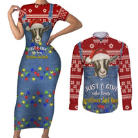 Just A Girl Who Loves Christmas And Goats Ugly Christma Couples Matching Short Sleeve Bodycon Dress and Long Sleeve Button Shirt Funny Xmas Holiday Patterns - Wonder Print Shop