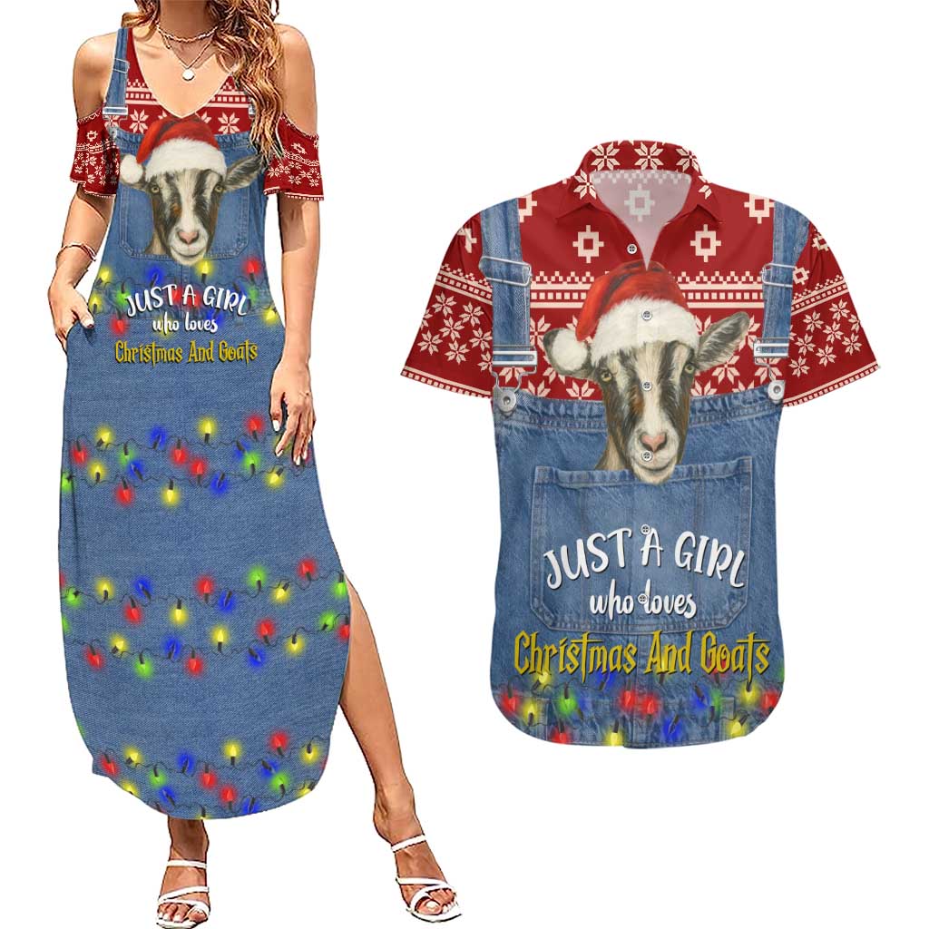 Just A Girl Who Loves Christmas And Goats Ugly Christma Couples Matching Summer Maxi Dress and Hawaiian Shirt Funny Xmas Holiday Patterns - Wonder Print Shop