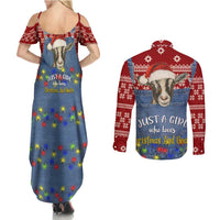 Just A Girl Who Loves Christmas And Goats Ugly Christma Couples Matching Summer Maxi Dress and Long Sleeve Button Shirt Funny Xmas Holiday Patterns - Wonder Print Shop