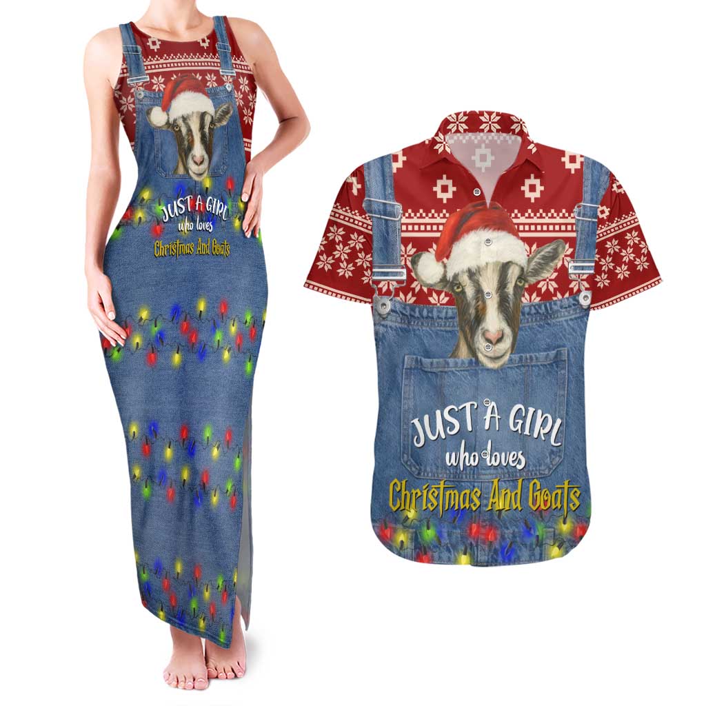 Just A Girl Who Loves Christmas And Goats Ugly Christma Couples Matching Tank Maxi Dress and Hawaiian Shirt Funny Xmas Holiday Patterns - Wonder Print Shop