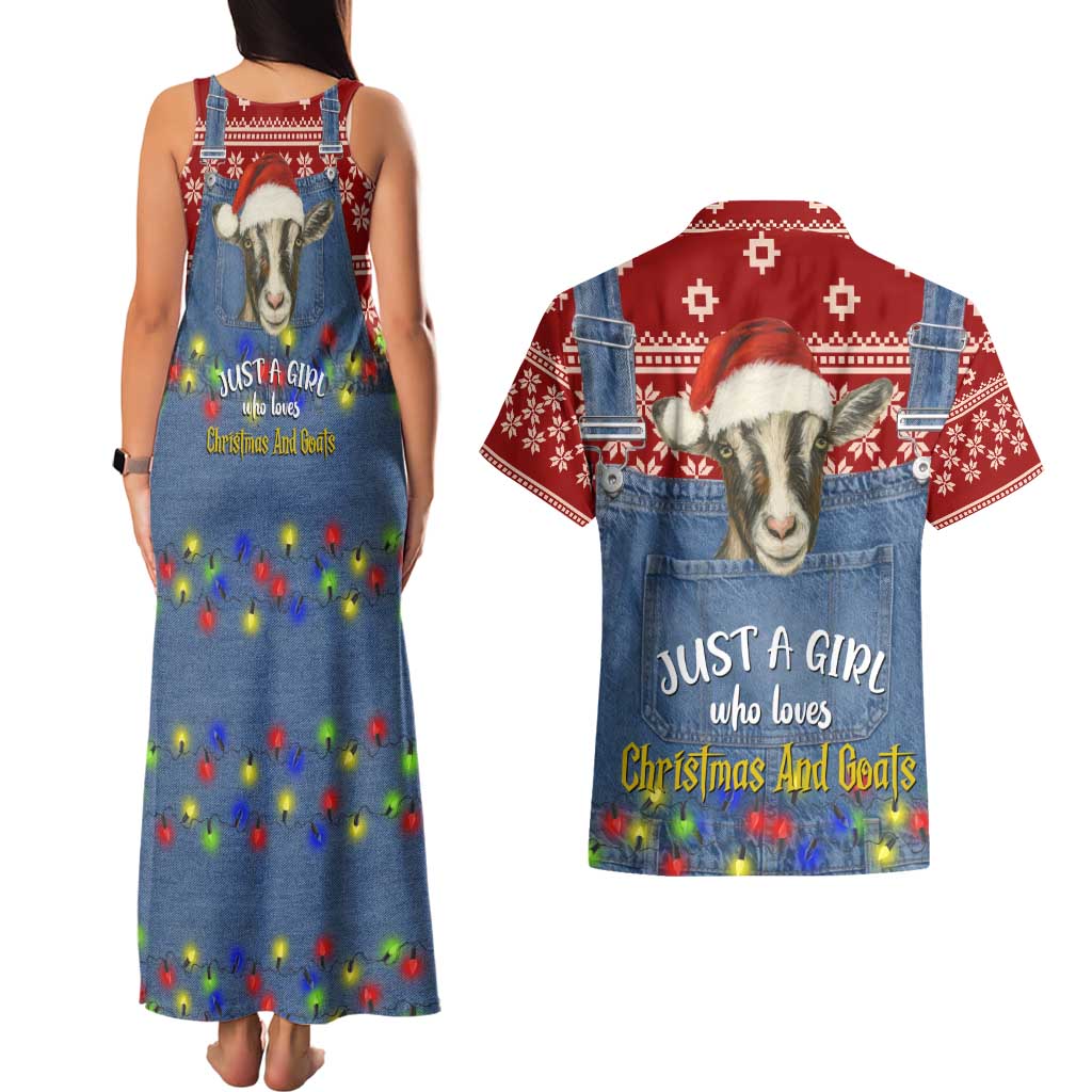 Just A Girl Who Loves Christmas And Goats Ugly Christma Couples Matching Tank Maxi Dress and Hawaiian Shirt Funny Xmas Holiday Patterns - Wonder Print Shop