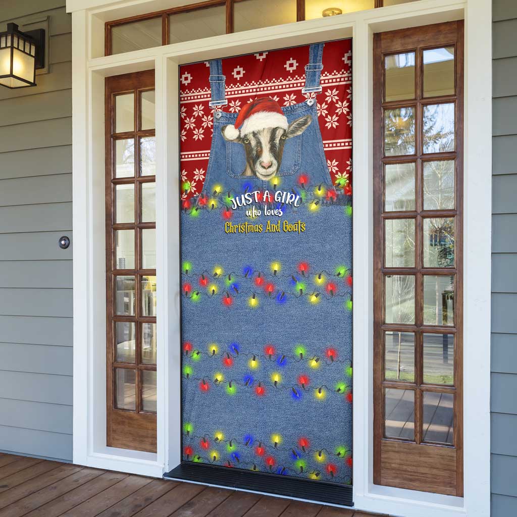 Just A Girl Who Loves Christmas And Goats Ugly Christma Door Cover Funny Xmas Holiday Patterns - Wonder Print Shop