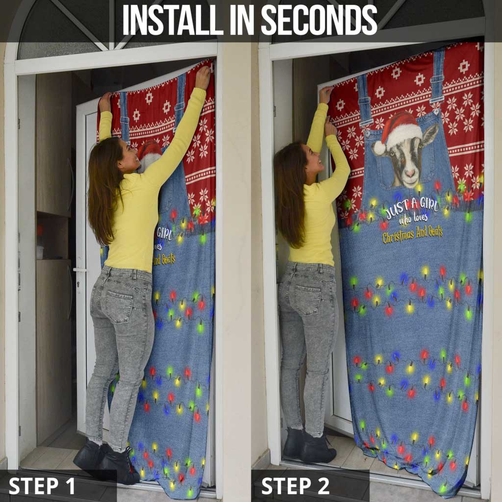Just A Girl Who Loves Christmas And Goats Ugly Christma Door Cover Funny Xmas Holiday Patterns - Wonder Print Shop