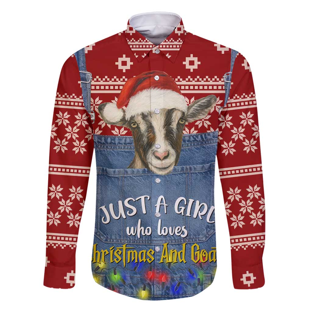 Just A Girl Who Loves Christmas And Goats Ugly Christma Family Matching Long Sleeve Bodycon Dress and Hawaiian Shirt Funny Xmas Holiday Patterns - Wonder Print Shop