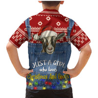 Just A Girl Who Loves Christmas And Goats Ugly Christma Family Matching Mermaid Dress and Hawaiian Shirt Funny Xmas Holiday Patterns - Wonder Print Shop