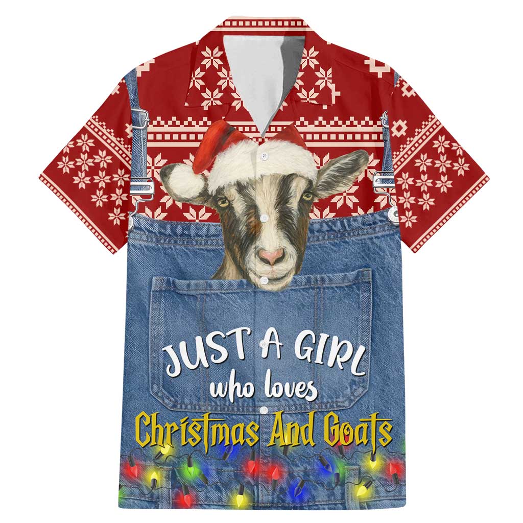 Just A Girl Who Loves Christmas And Goats Ugly Christma Family Matching Mermaid Dress and Hawaiian Shirt Funny Xmas Holiday Patterns - Wonder Print Shop