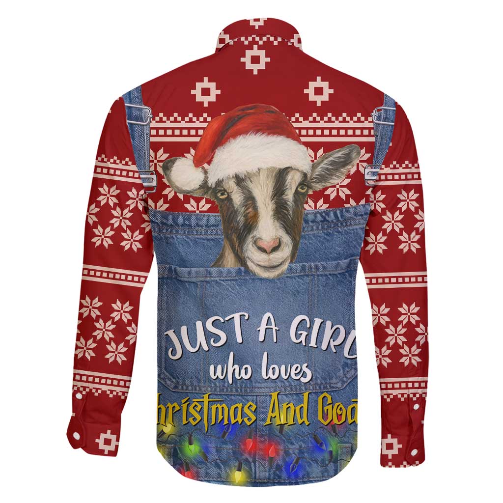 Just A Girl Who Loves Christmas And Goats Ugly Christma Family Matching Mermaid Dress and Hawaiian Shirt Funny Xmas Holiday Patterns - Wonder Print Shop