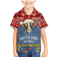 Just A Girl Who Loves Christmas And Goats Ugly Christma Family Matching Mermaid Dress and Hawaiian Shirt Funny Xmas Holiday Patterns - Wonder Print Shop