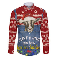 Just A Girl Who Loves Christmas And Goats Ugly Christma Family Matching Off The Shoulder Long Sleeve Dress and Hawaiian Shirt Funny Xmas Holiday Patterns - Wonder Print Shop